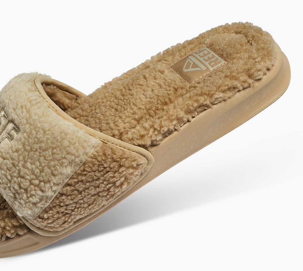 Reef Mens One Slide Chill Faux Shearling Sandals ID 13gh3e1d