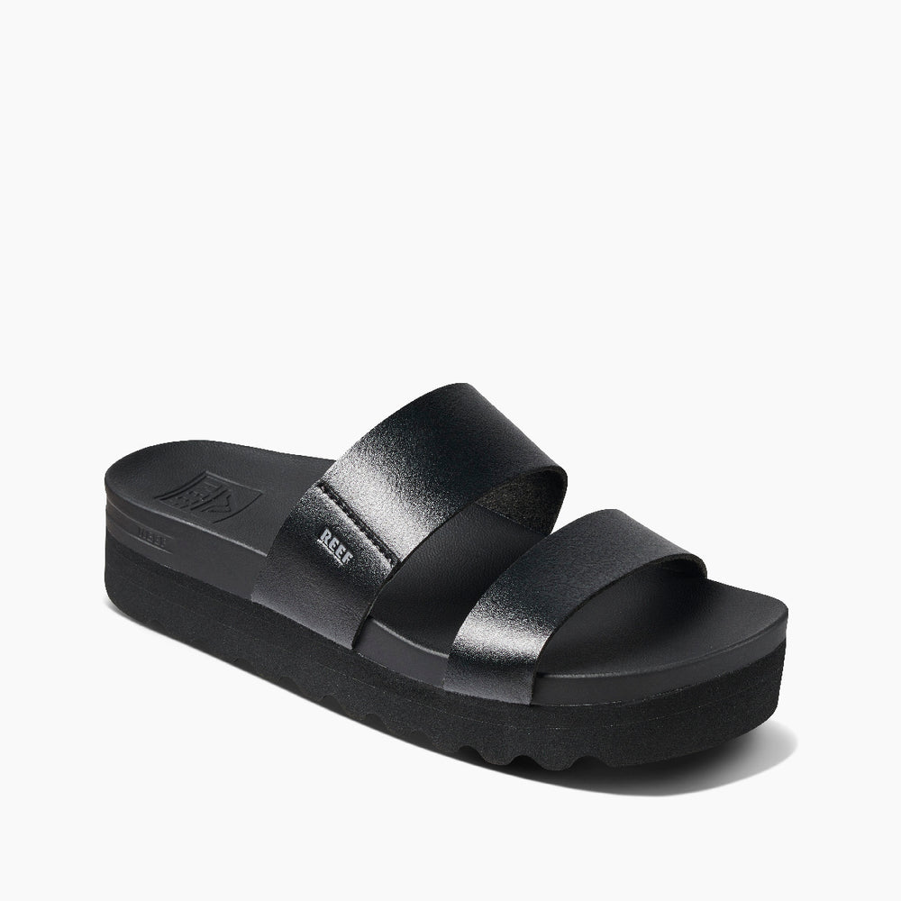 Reef Womens Cushion Vista Hi Slides in Black/Black ID 3XhNJ2qZ