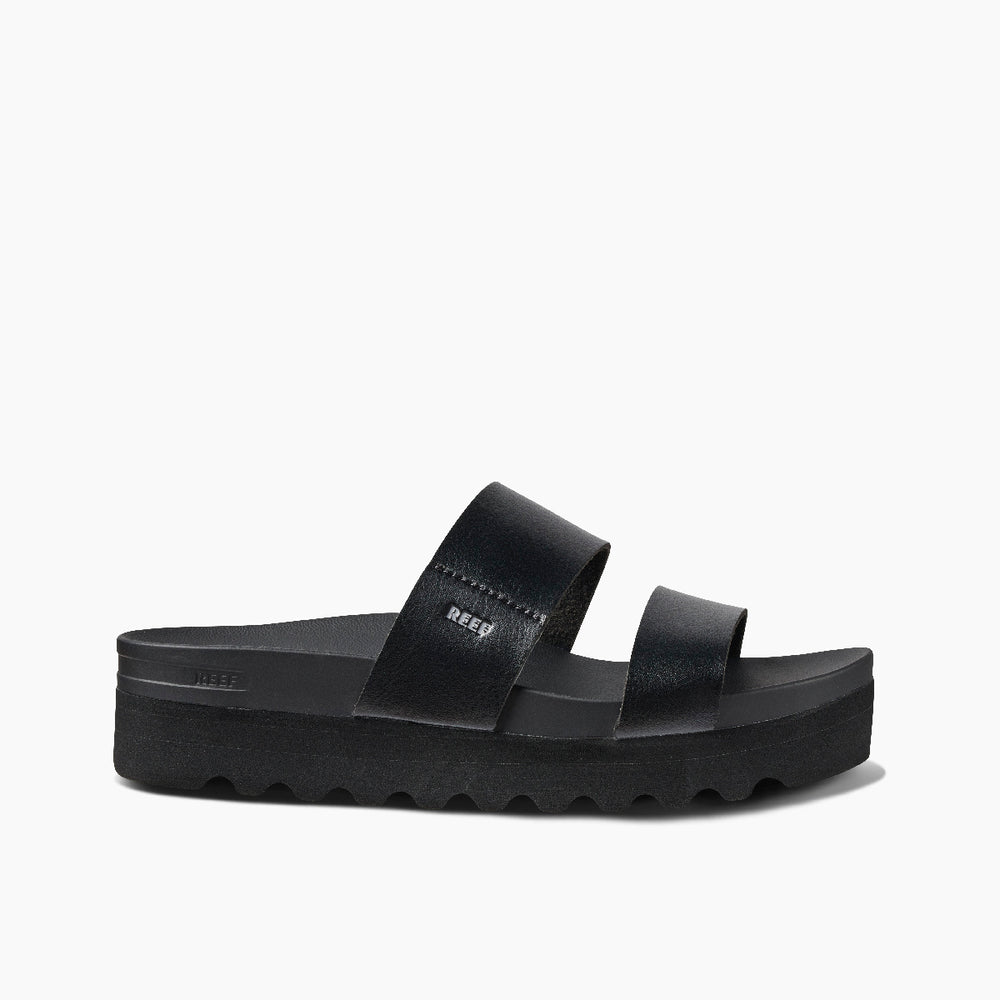Reef Womens Cushion Vista Hi Slides in Black/Black ID 3XhNJ2qZ