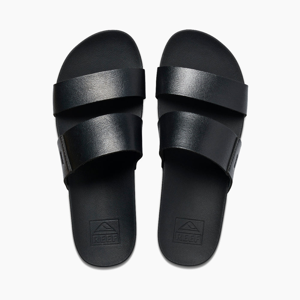 Reef Womens Cushion Vista Hi Slides in Black/Black ID 3XhNJ2qZ