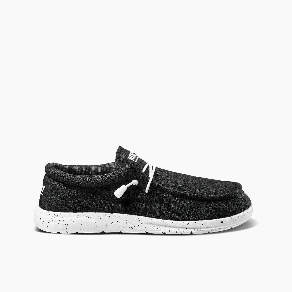 Reef Mens Cushion Coast Textile Shoes in Black/White ID 4io4WJ5d