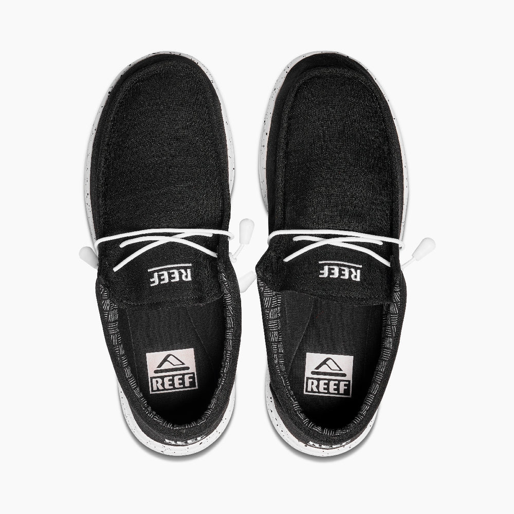 Reef Mens Cushion Coast Textile Shoes in Black/White ID 4io4WJ5d