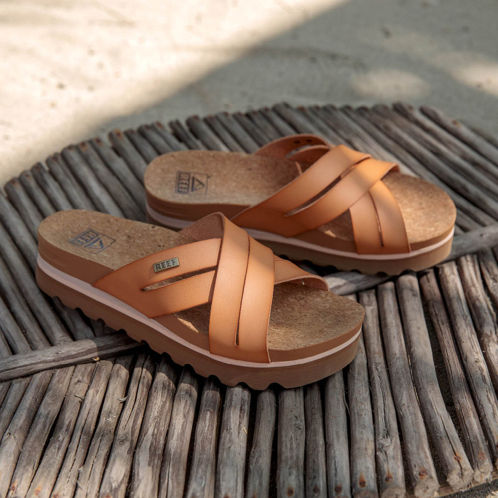 Reef Womens Cushion Bloom Hi Slides in Natural ID 5KpMRDKY