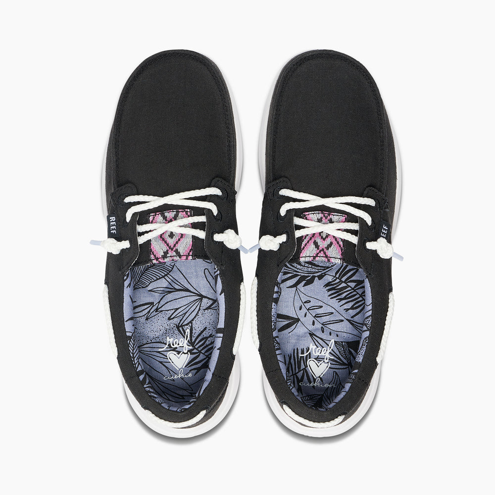 Reef Womens Cushion Coast Boat Shoes in Black ID 6isujwDF