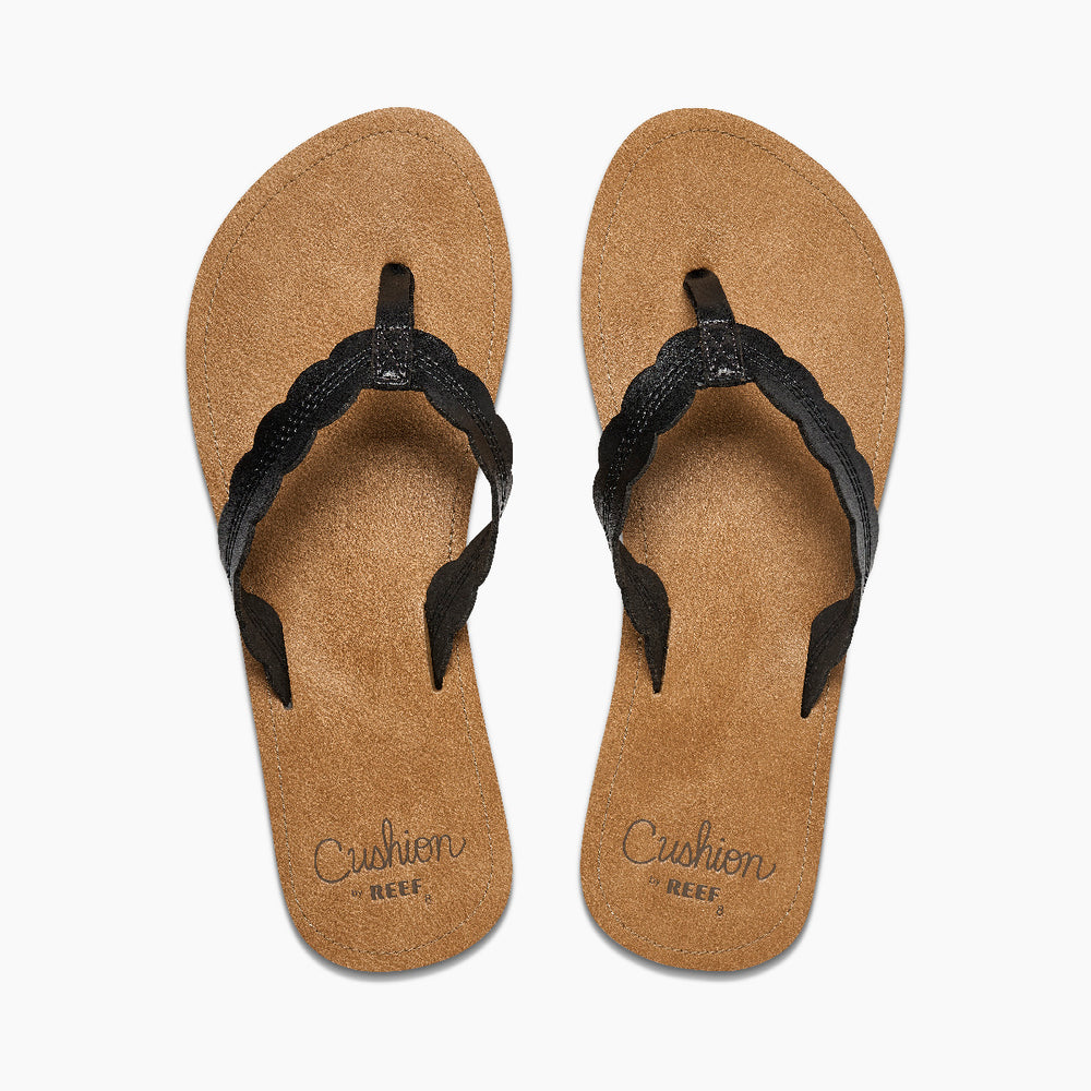 Reef Womens Cushion Celine Sandals in Black/Tan ID 7XIvboDz