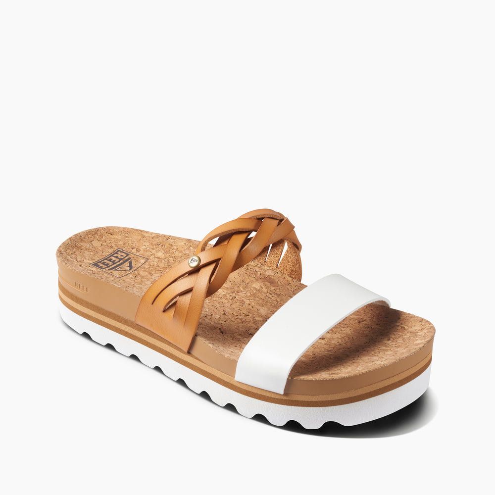 Reef Womens Cushion Vista Hi Twist Sandals in Natural/White ID 7zflFCaG