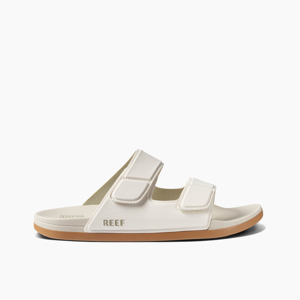 Reef Mens Cushion Tradewind Vegan Leather Slides in Bone ID Ae2rJliF