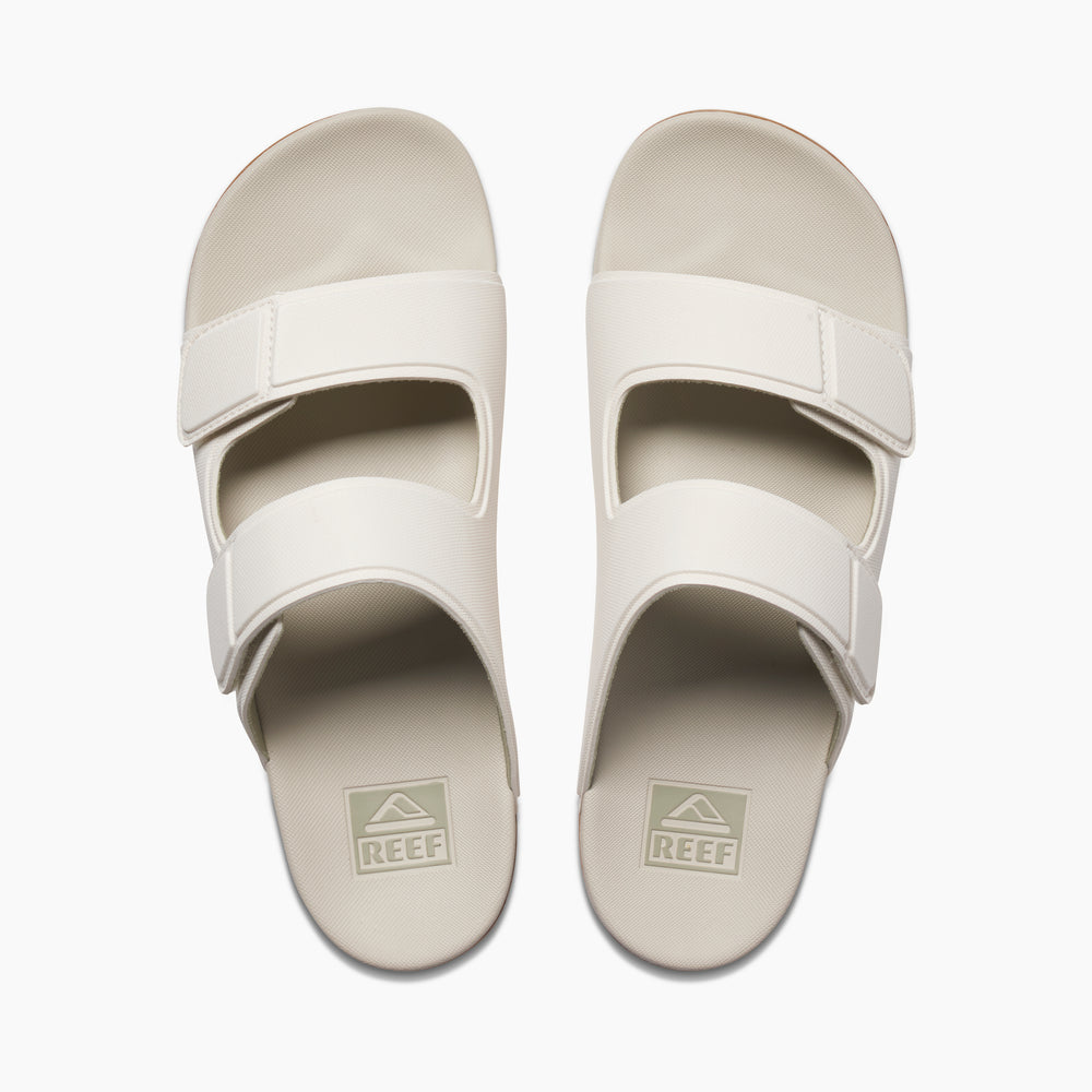 Reef Mens Cushion Tradewind Vegan Leather Slides in Bone ID Ae2rJliF