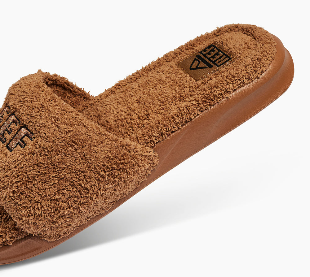 Reef Mens One Slide Chill Faux Shearling Sandals ID Ax7d1fdk