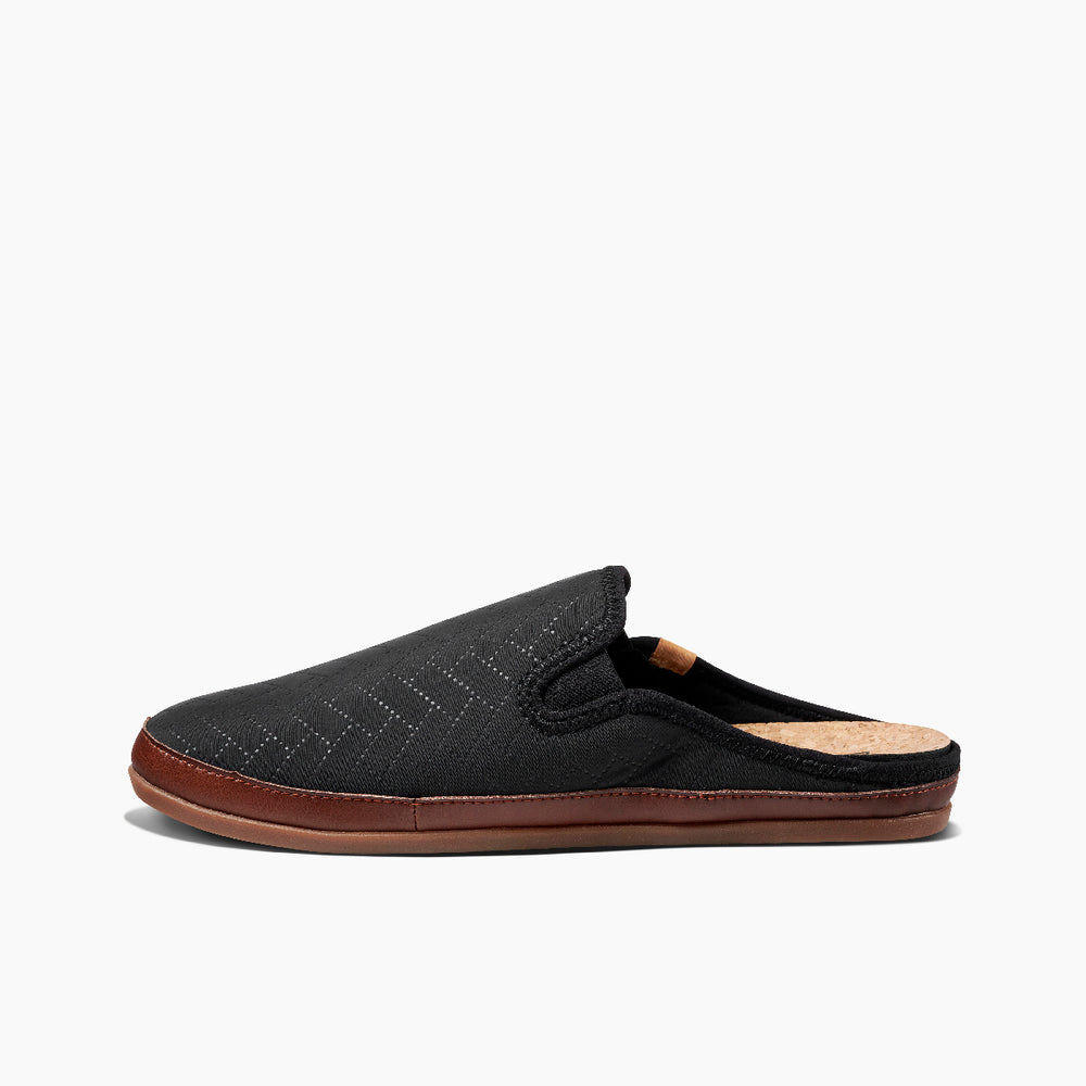 Reef Mens Cushion Homey Shoes in Black ID BK9uQsmK
