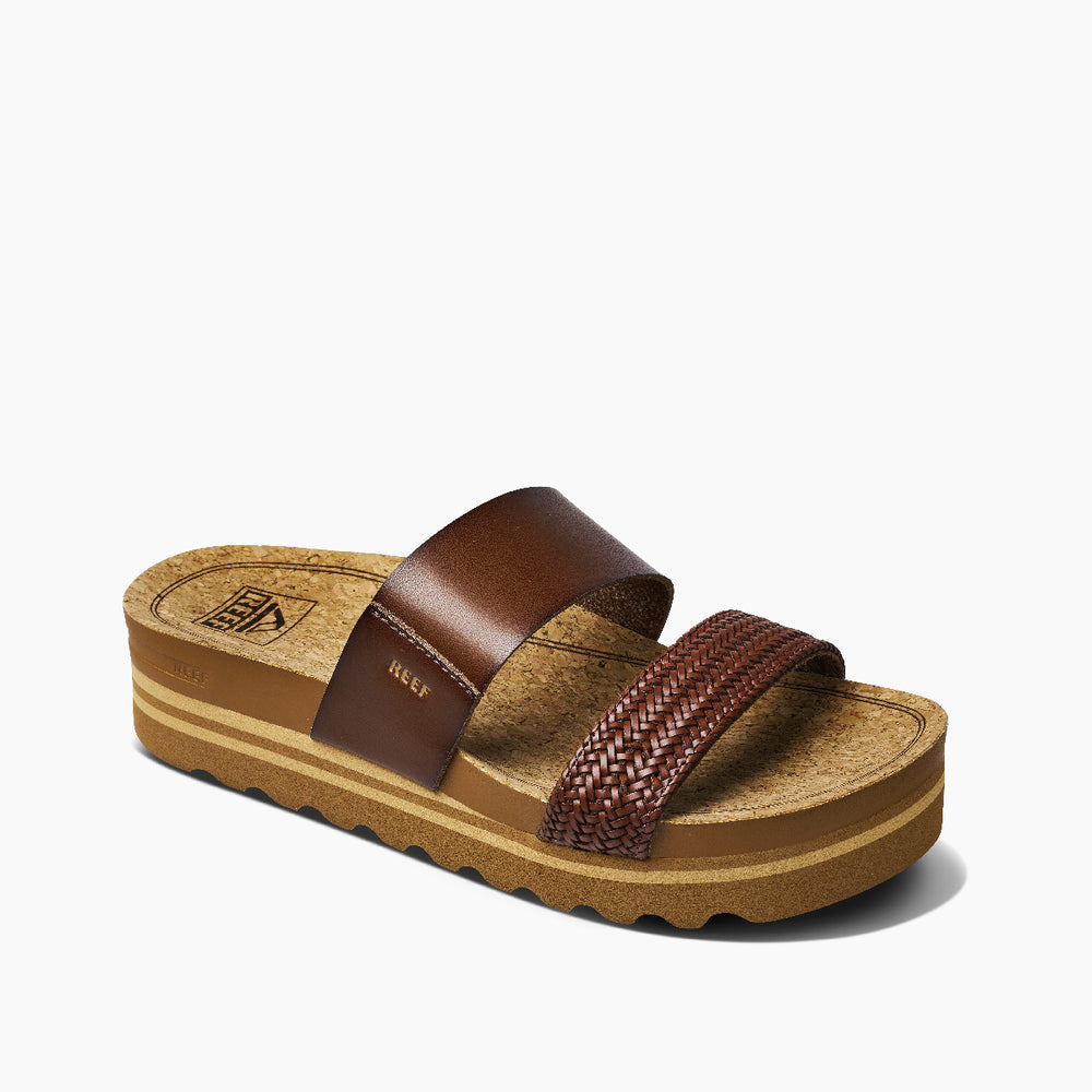 Reef Womens Cushion Vista Hi Slides in Chocolate ID ClZro3aU