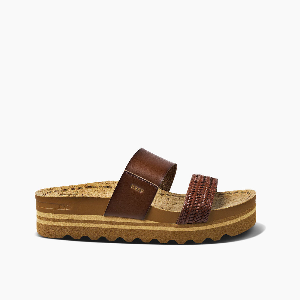 Reef Womens Cushion Vista Hi Slides in Chocolate ID ClZro3aU