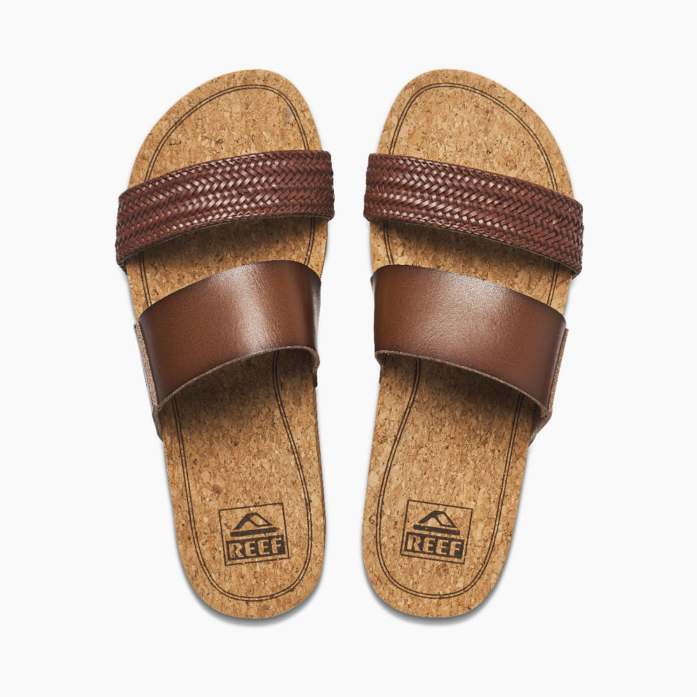 Reef Womens Cushion Vista Hi Slides in Chocolate ID ClZro3aU