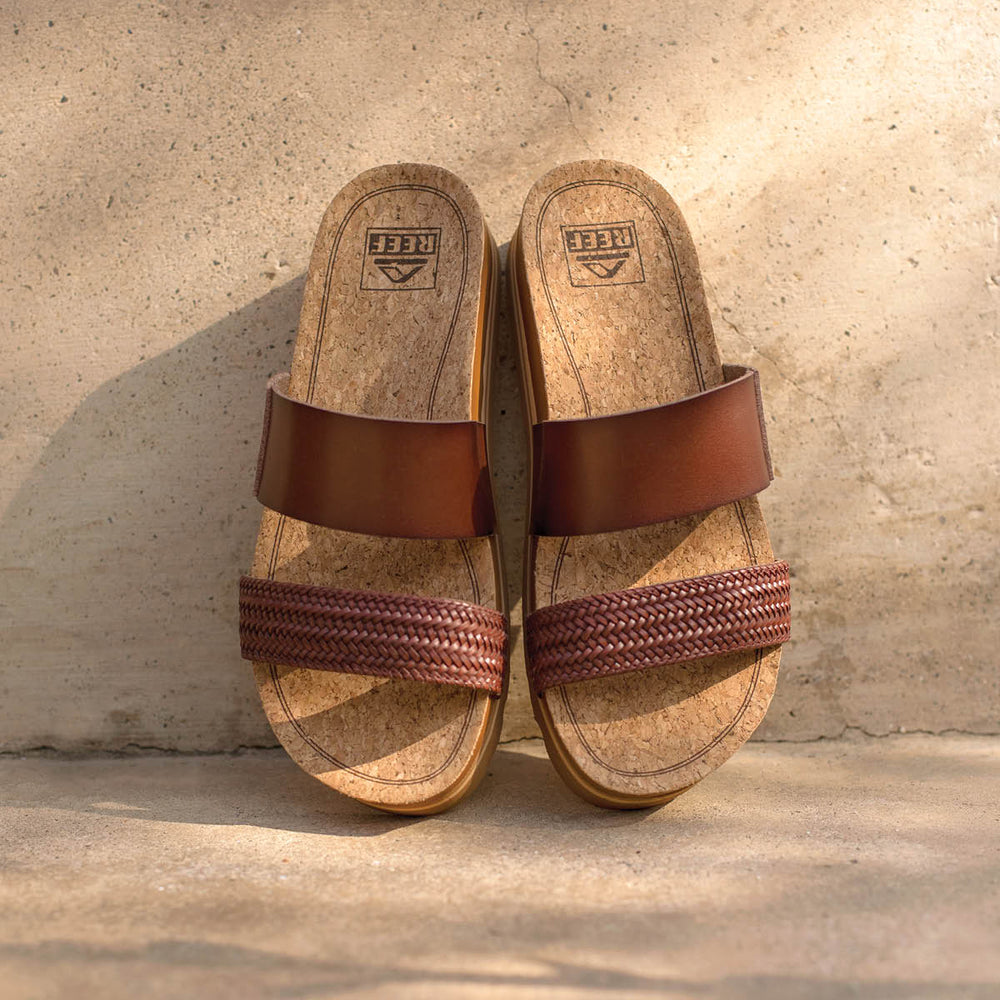 Reef Womens Cushion Vista Hi Slides in Chocolate ID ClZro3aU