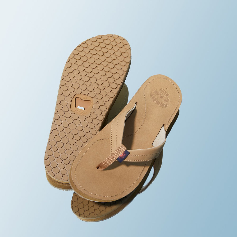 Reef Womens Drift Away X Faherty Sandals in Bronze ID FuO2E23N