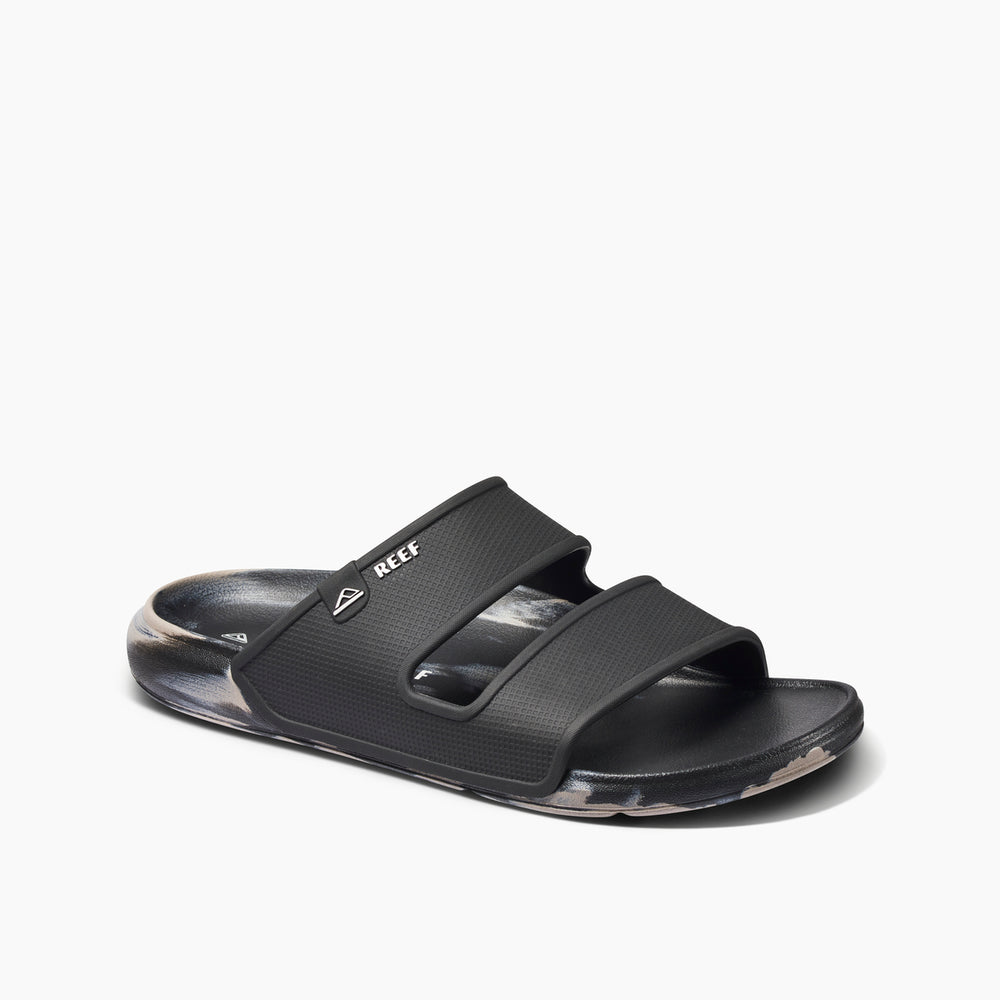 Reef Mens Oasis Double Strap Slides in Black/Taupe Marble ID HgdWgghC