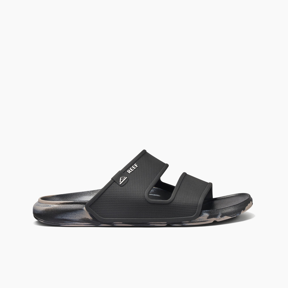 Reef Mens Oasis Double Strap Slides in Black/Taupe Marble ID HgdWgghC