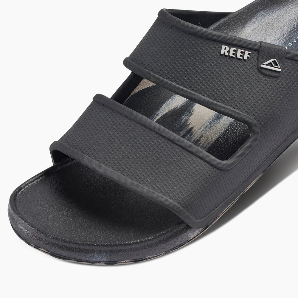 Reef Mens Oasis Double Strap Slides in Black/Taupe Marble ID HgdWgghC