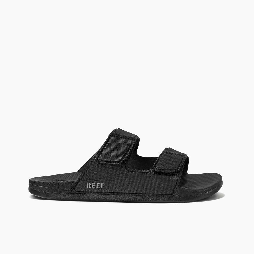 Reef Mens Cushion Tradewind Vegan Leather Slides in Black ID Mf63oLJA