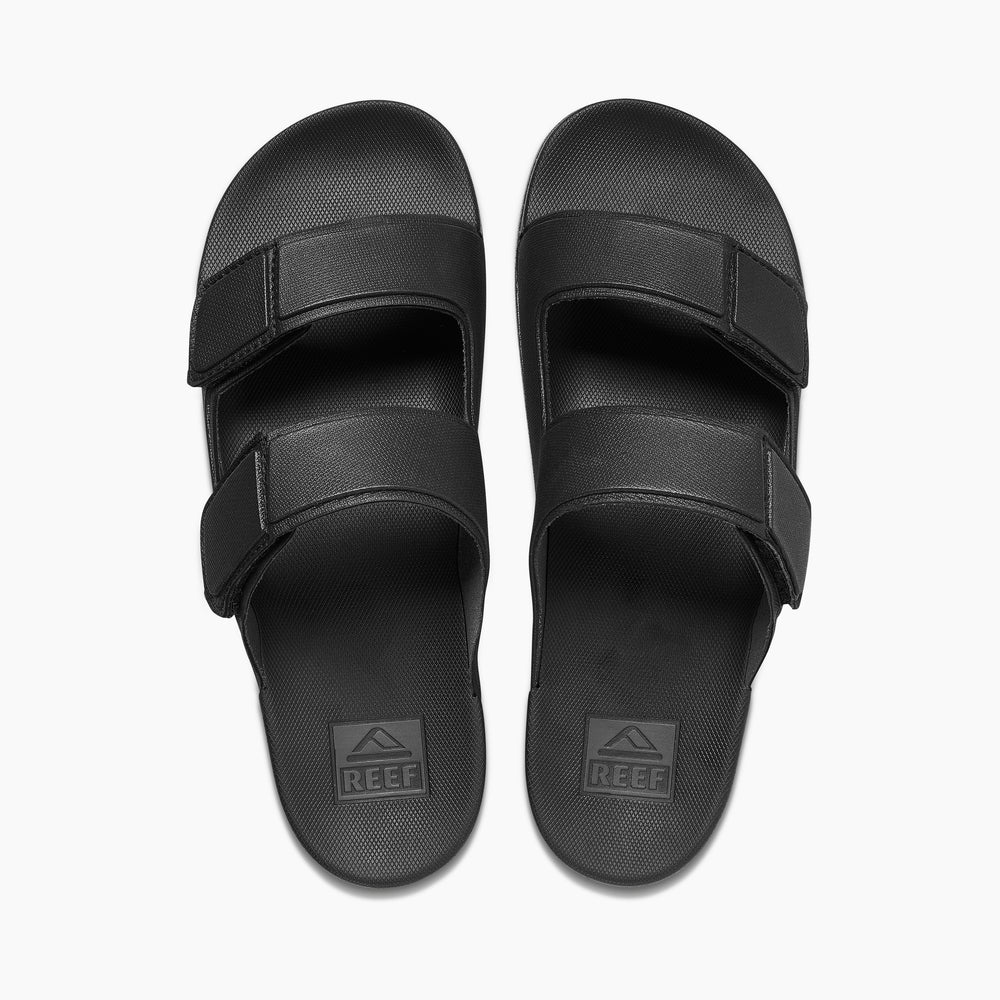 Reef Mens Cushion Tradewind Vegan Leather Slides in Black ID Mf63oLJA