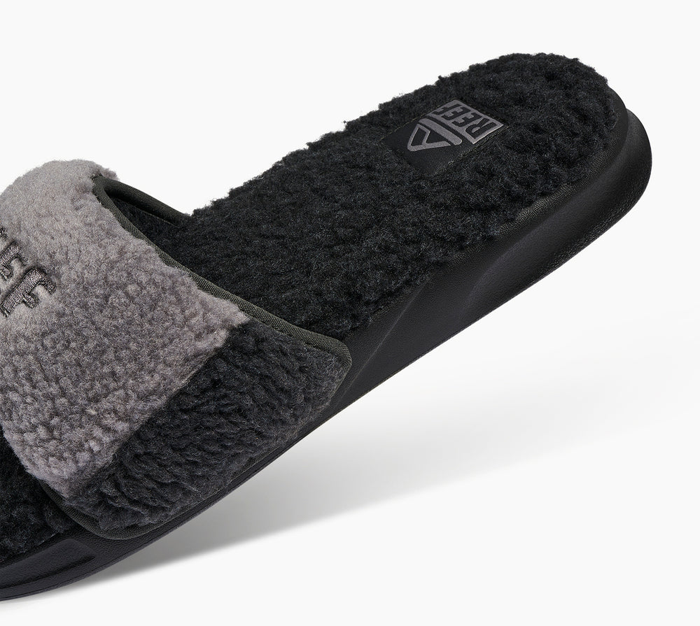 Reef Mens One Slide Chill Faux Shearling Sandals ID OXxy7xa4