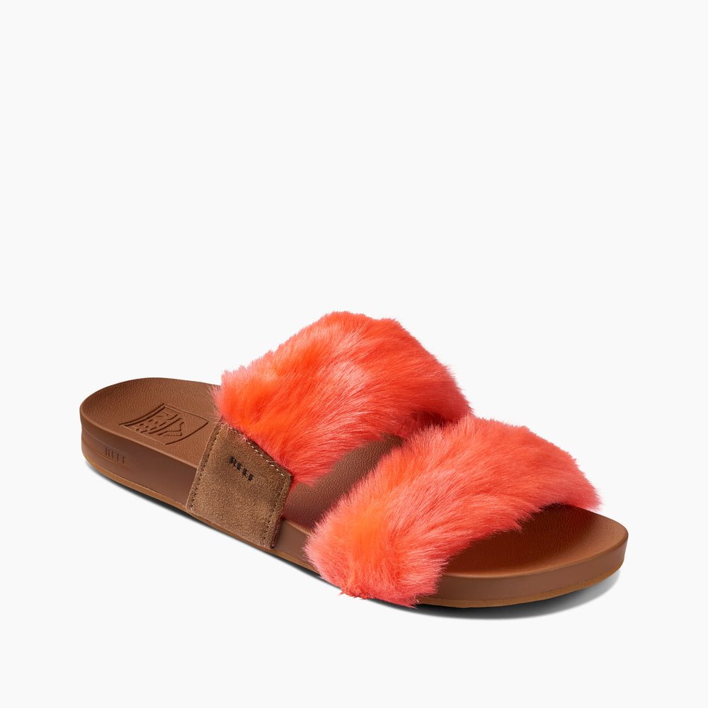 Reef Womens Cushion Vista Cozy Slides in Neon Poppy ID R14PSKii