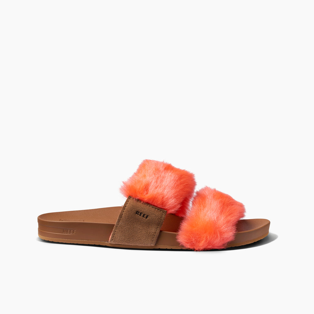 Reef Womens Cushion Vista Cozy Slides in Neon Poppy ID R14PSKii