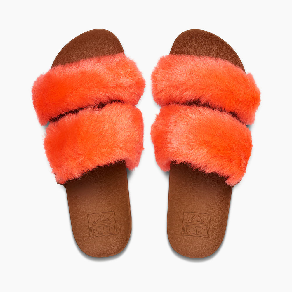 Reef Womens Cushion Vista Cozy Slides in Neon Poppy ID R14PSKii