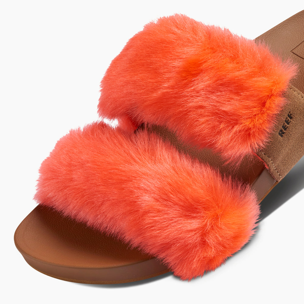 Reef Womens Cushion Vista Cozy Slides in Neon Poppy ID R14PSKii