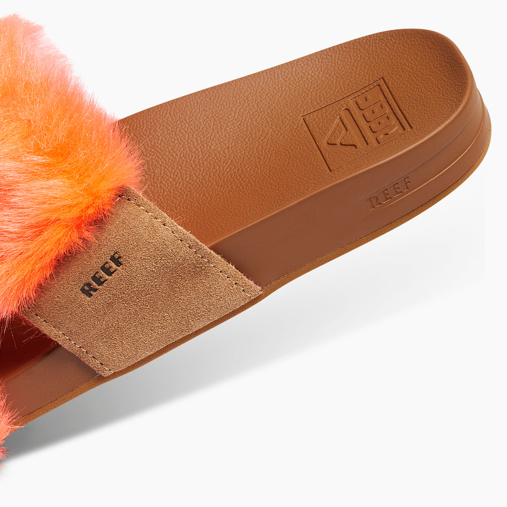 Reef Womens Cushion Vista Cozy Slides in Neon Poppy ID R14PSKii