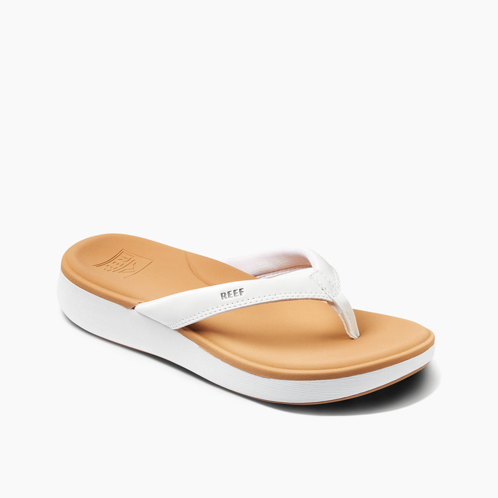 Reef Womens Cushion Cloud Sandals in White/Tan ID RD8m5f9h