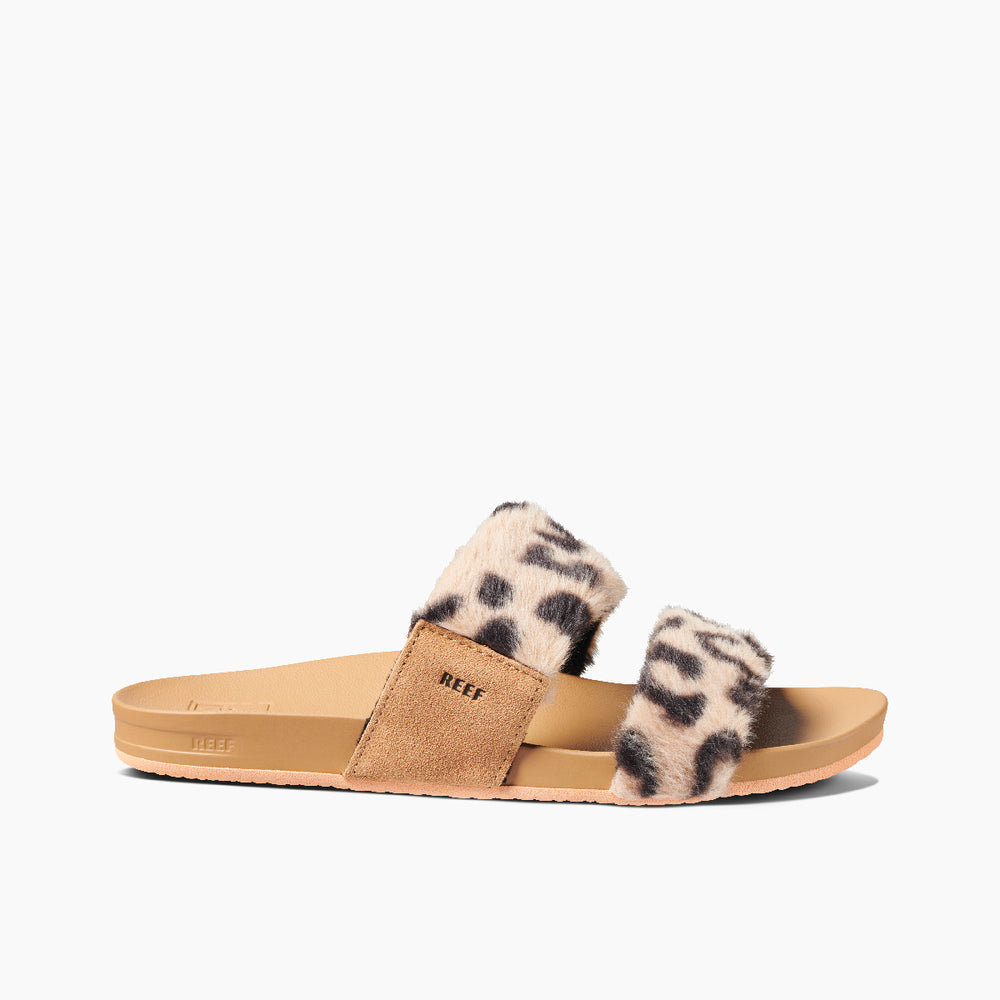 Reef Womens Cushion Vista Cozy Slides in Leopard ID TcNcYgCw