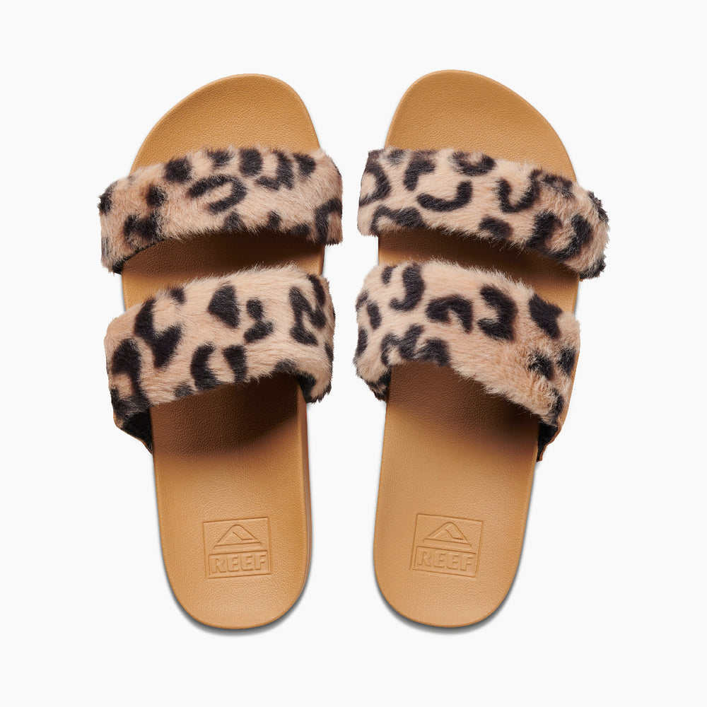 Reef Womens Cushion Vista Cozy Slides in Leopard ID TcNcYgCw