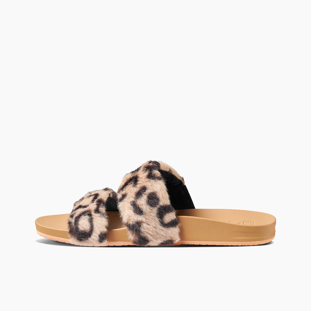 Reef Womens Cushion Vista Cozy Slides in Leopard ID TcNcYgCw