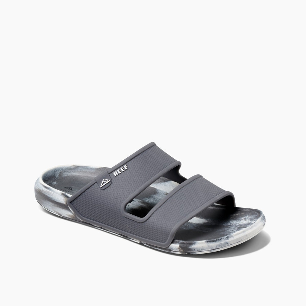Reef Mens Oasis Double Strap Slides in White/Grey Marble ID VtGjDk2e