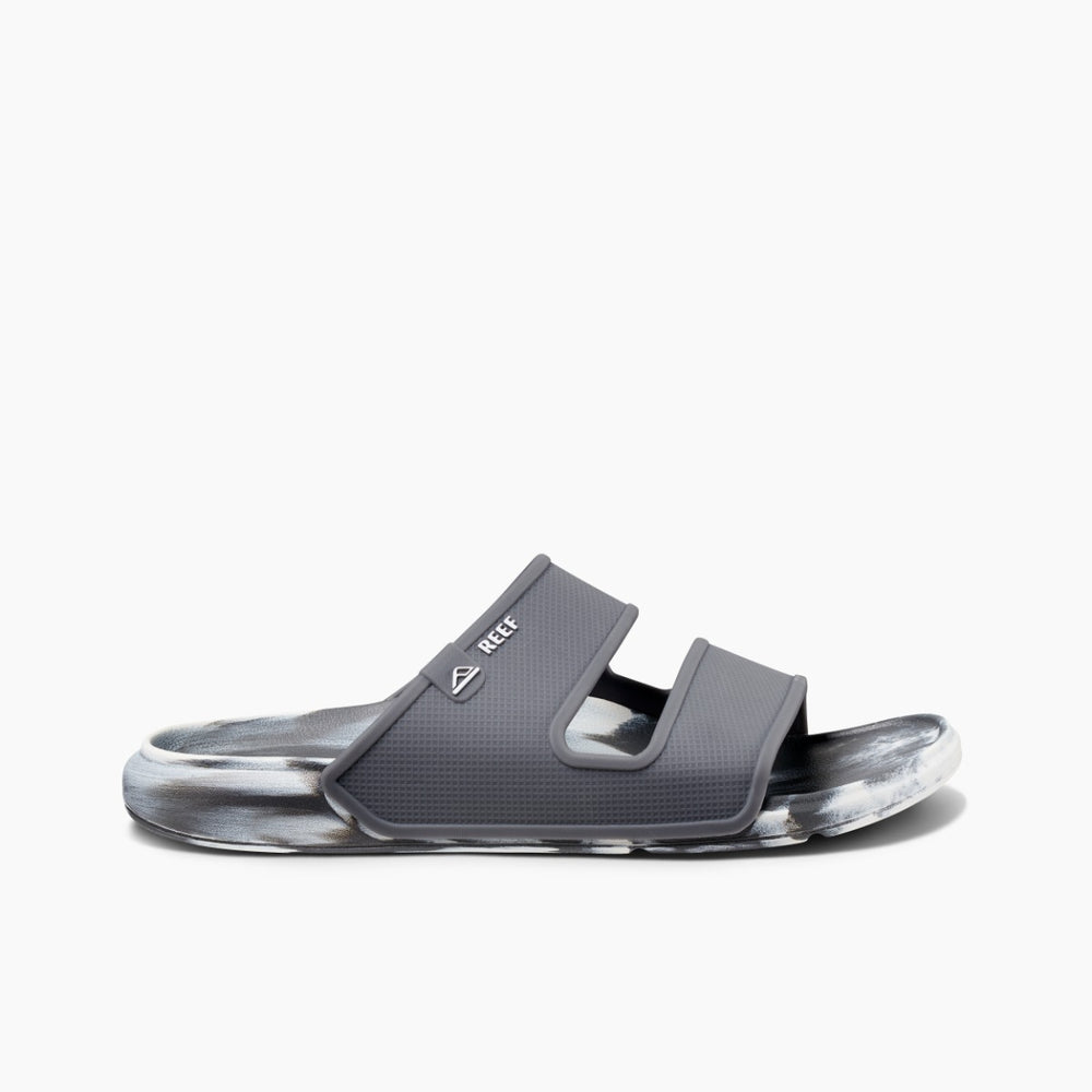 Reef Mens Oasis Double Strap Slides in White/Grey Marble ID VtGjDk2e