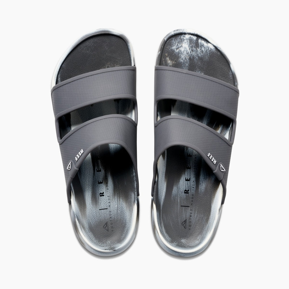 Reef Mens Oasis Double Strap Slides in White/Grey Marble ID VtGjDk2e