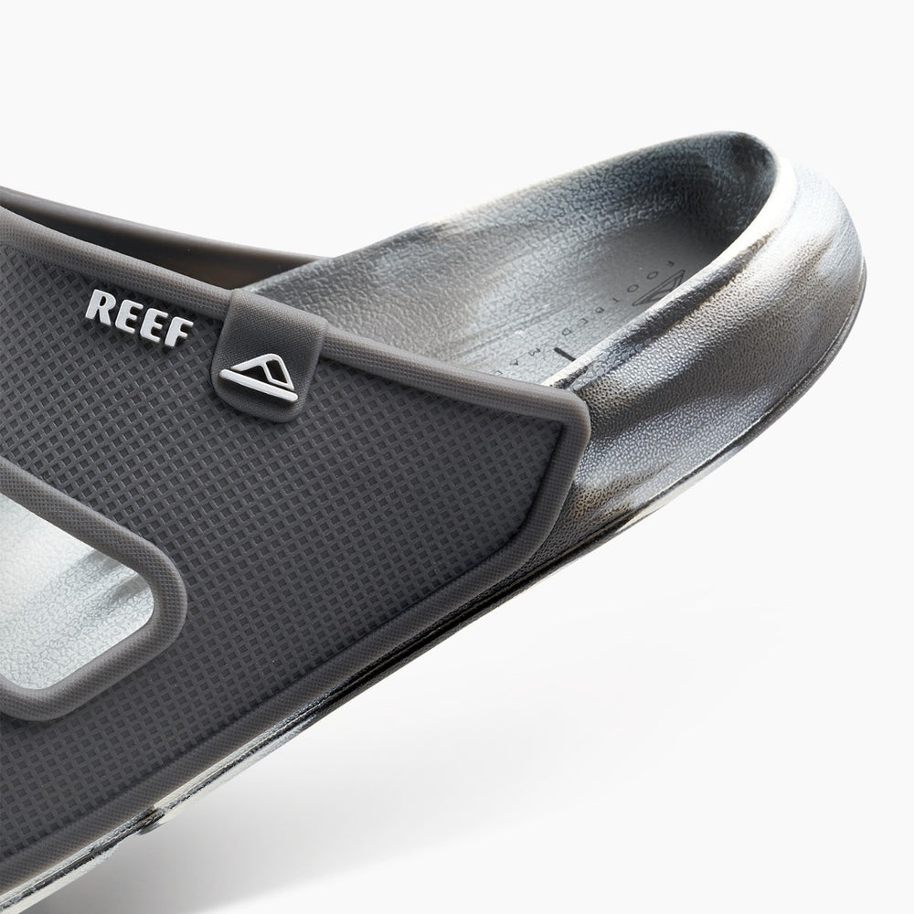 Reef Mens Oasis Double Strap Slides in White/Grey Marble ID VtGjDk2e