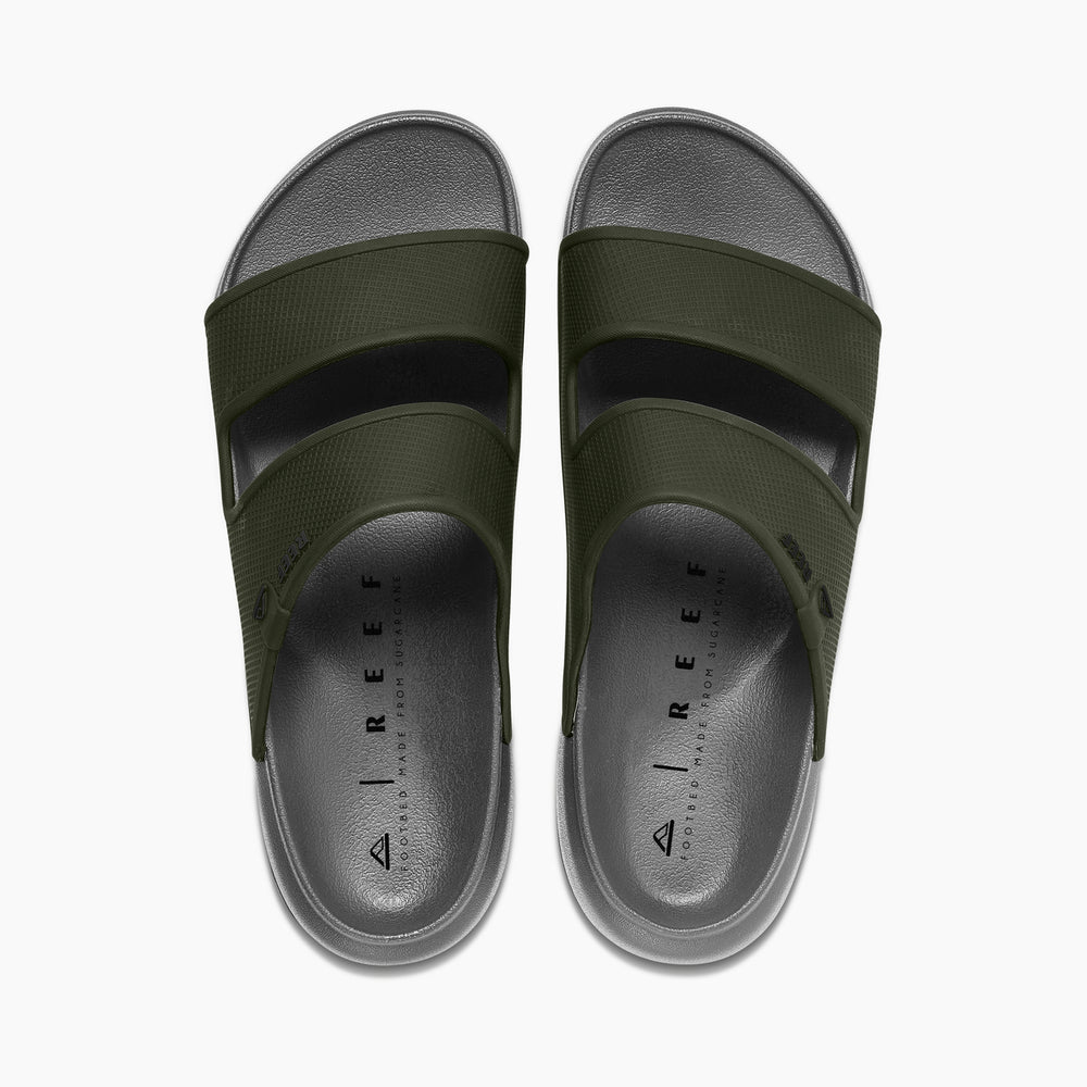 Reef Mens Oasis Double Strap Slides in Grey/Olive ID WhHzJb1b