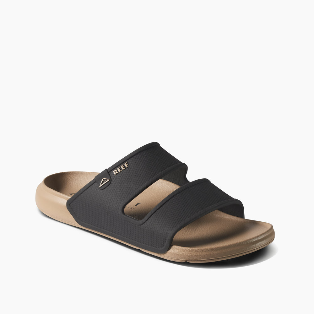 Reef Mens Oasis Double Strap Slides in Black/Tan ID d1P7o820