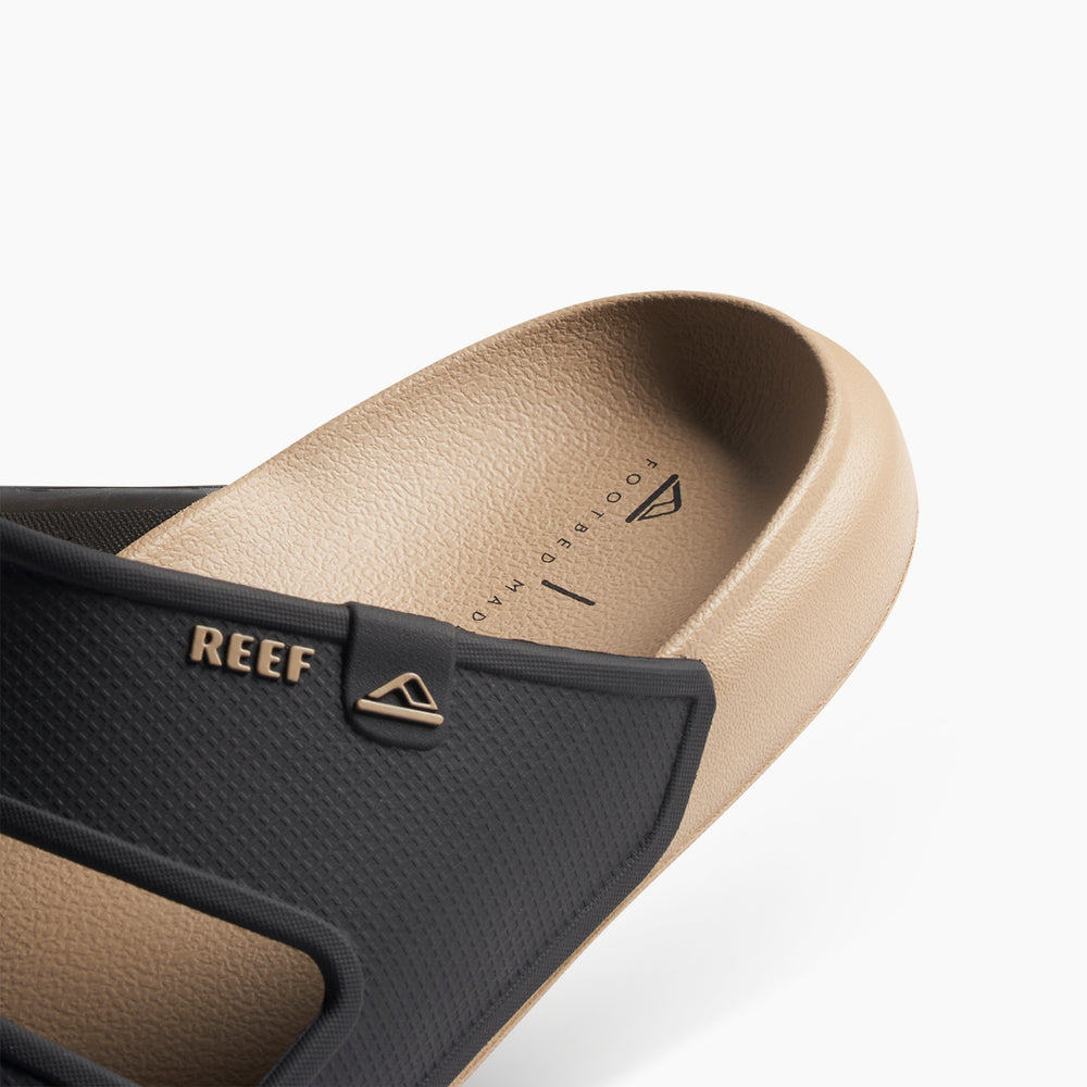 Reef Mens Oasis Double Strap Slides in Black/Tan ID d1P7o820