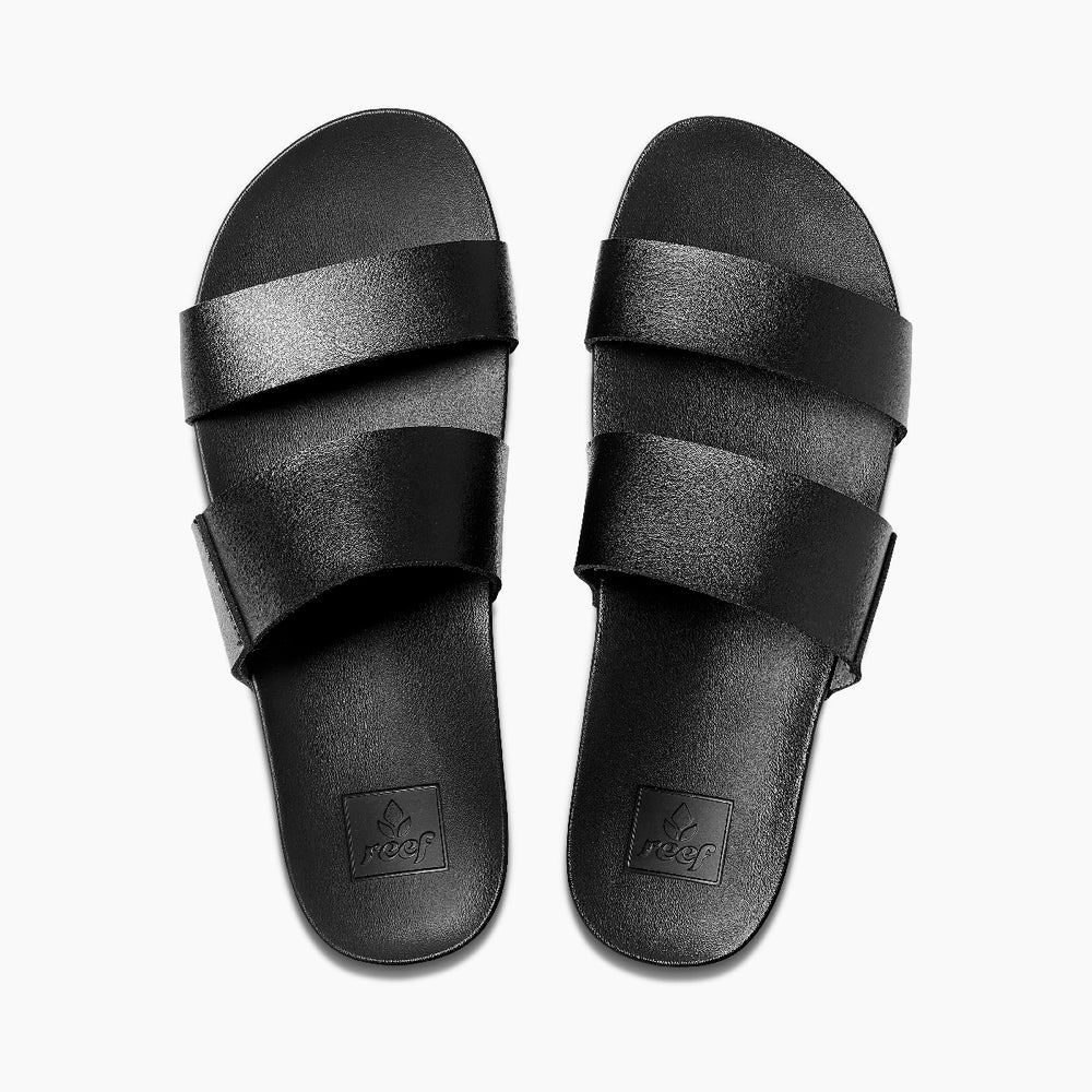 Reef Womens Cushion Vista Slides in Black ID gb7voqE2