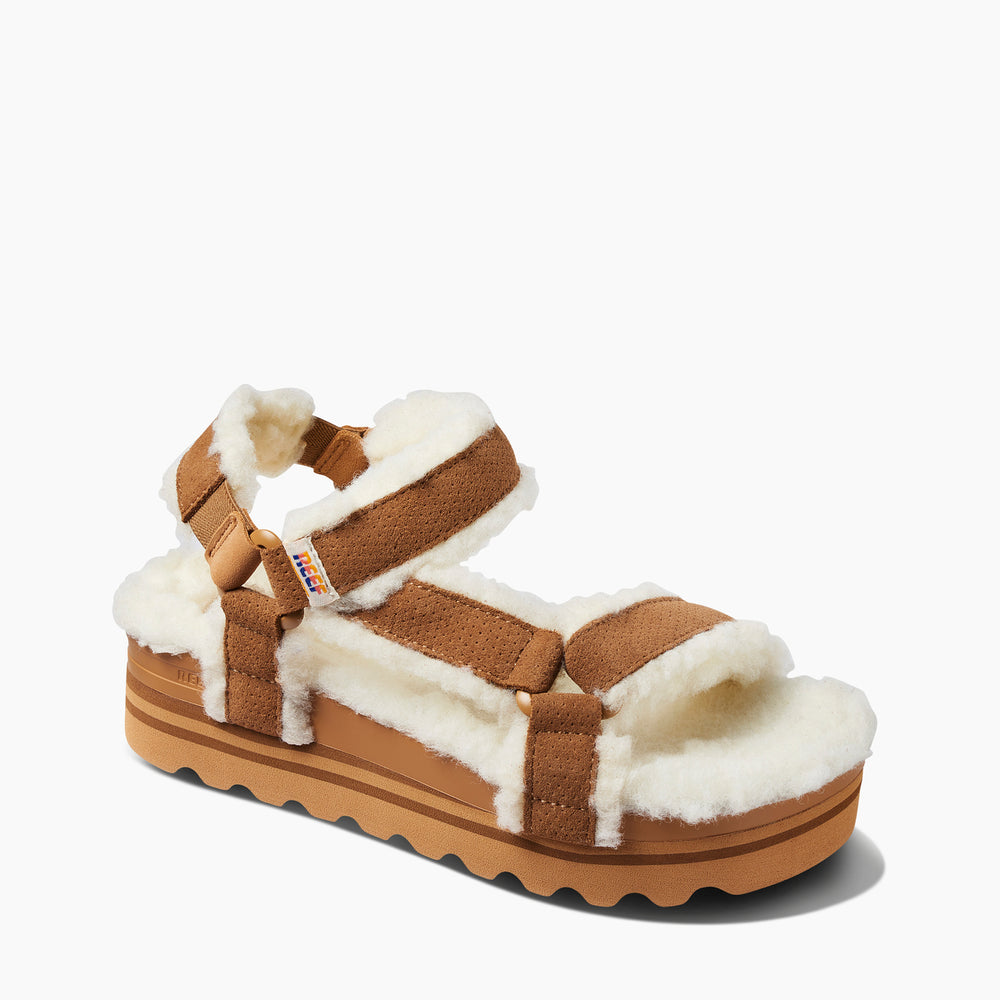 Reef Womens Rem Hi Shearling Slides (Coffee) ID lxYqisNs
