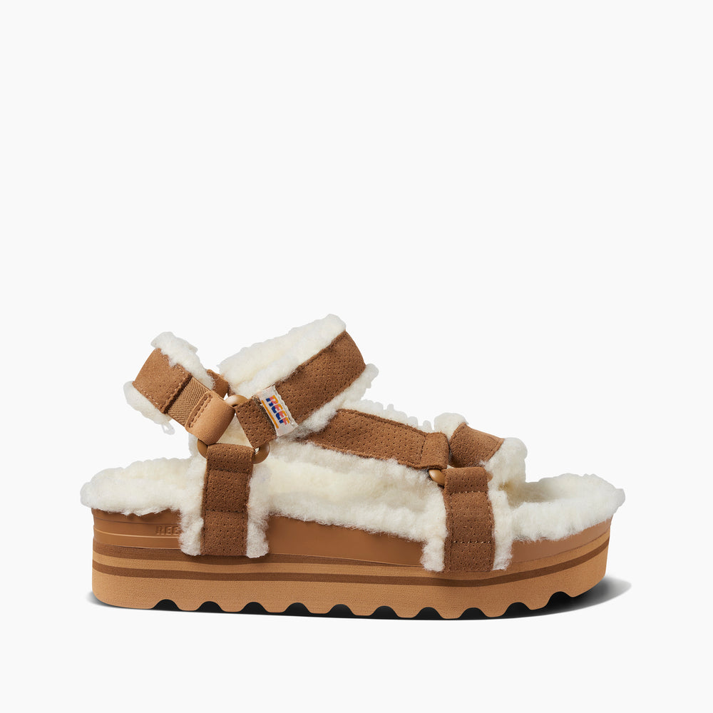 Reef Womens Rem Hi Shearling Slides (Coffee) ID lxYqisNs