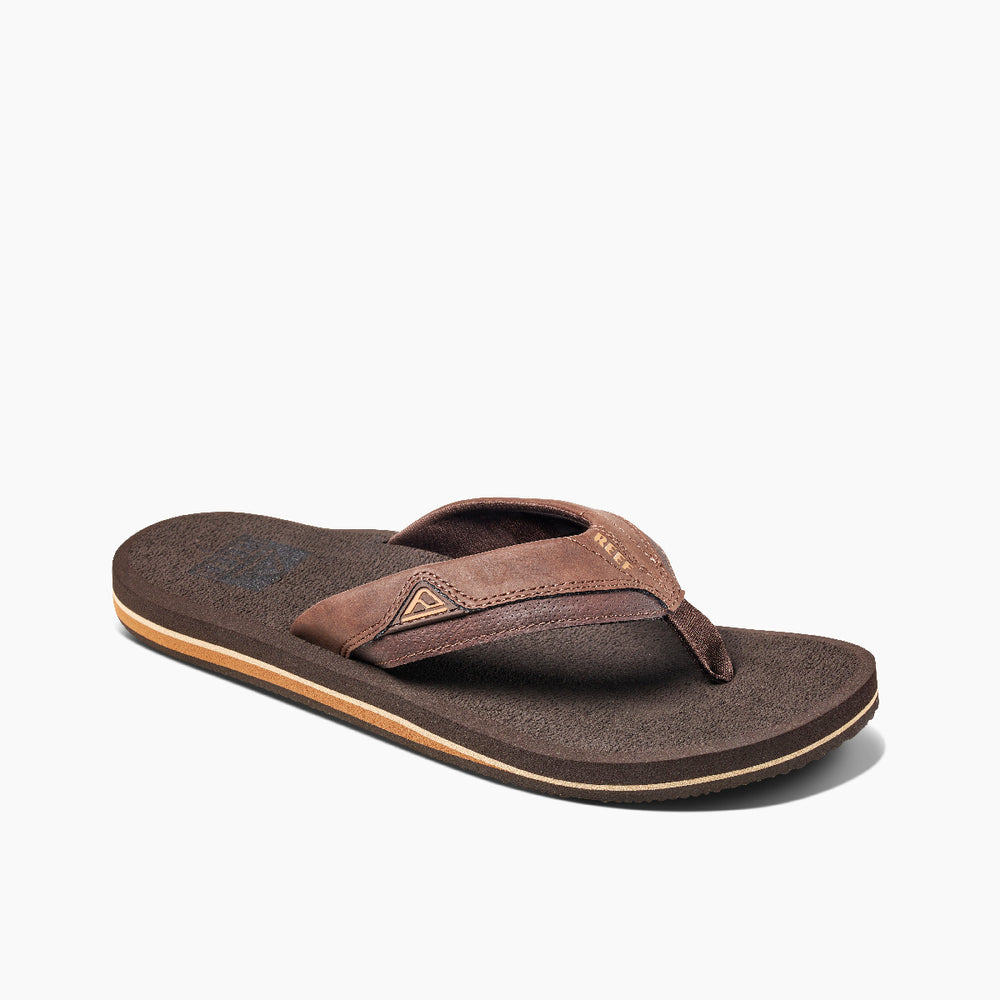 Reef Mens Cushion Dawn Vegan Leather Flip Flops in Brown ID mluy5CLF