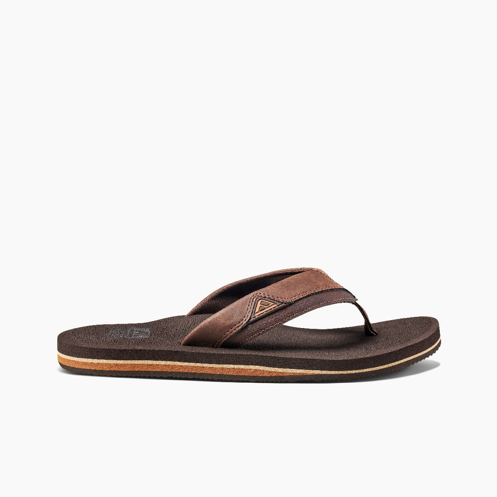 Reef Mens Cushion Dawn Vegan Leather Flip Flops in Brown ID mluy5CLF
