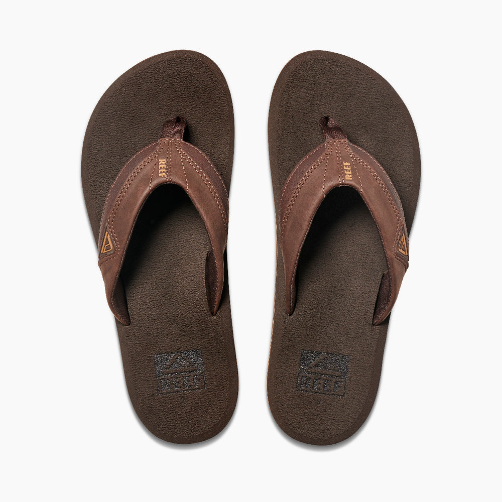 Reef Mens Cushion Dawn Vegan Leather Flip Flops in Brown ID mluy5CLF