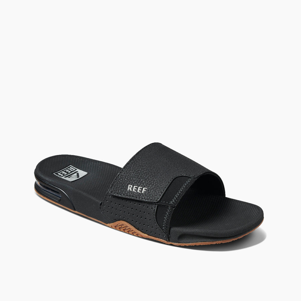 Reef Mens Fanning Vegan Leather Slides with Bottle Opener ID rWOB8Wb8