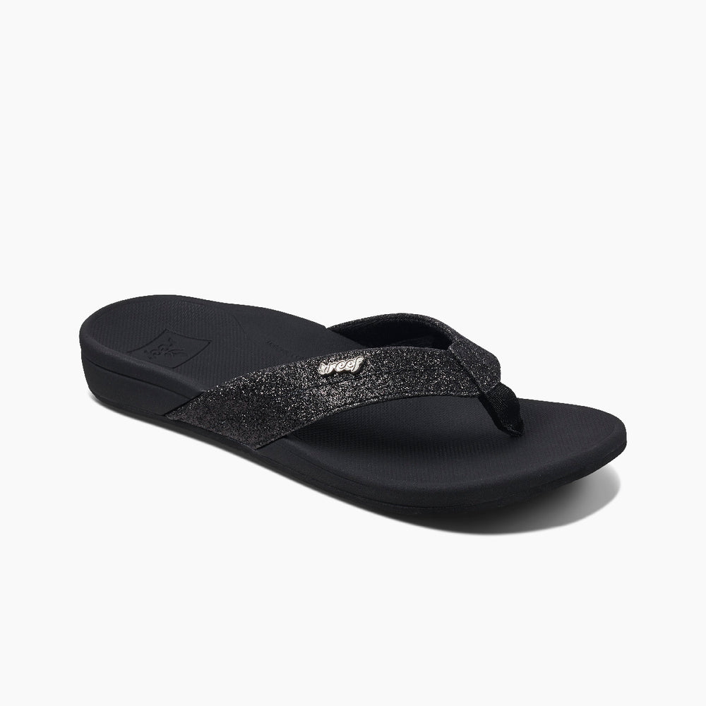 Reef Womens Reef Ortho-Spring Sandals in Black/Black Glitter ID s2t6gtKr