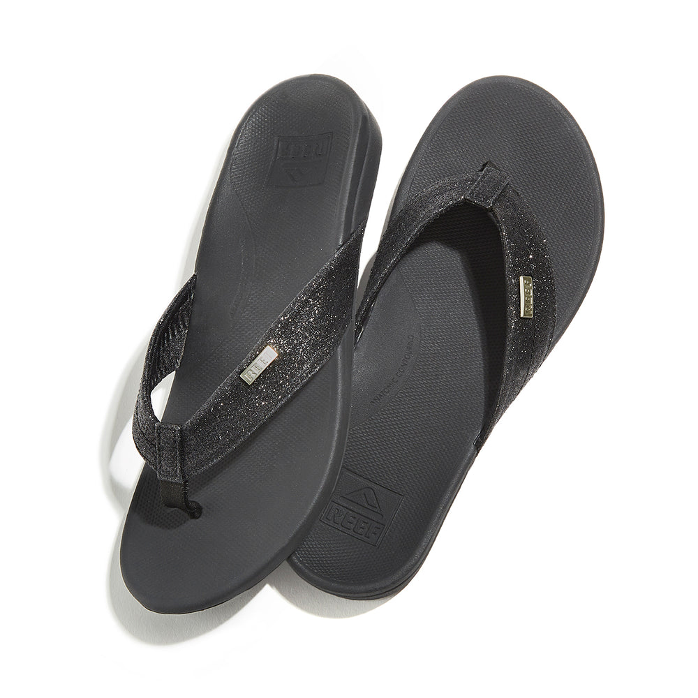 Reef Womens Reef Ortho-Spring Sandals in Black/Black Glitter ID s2t6gtKr